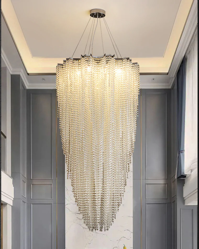 WOMO Cascading Crystal Foyer Chandelier-WM2750 - Image 4