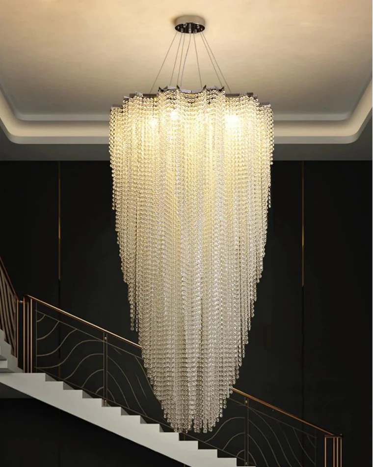 WOMO Cascading Crystal Foyer Chandelier-WM2750 - Image 5