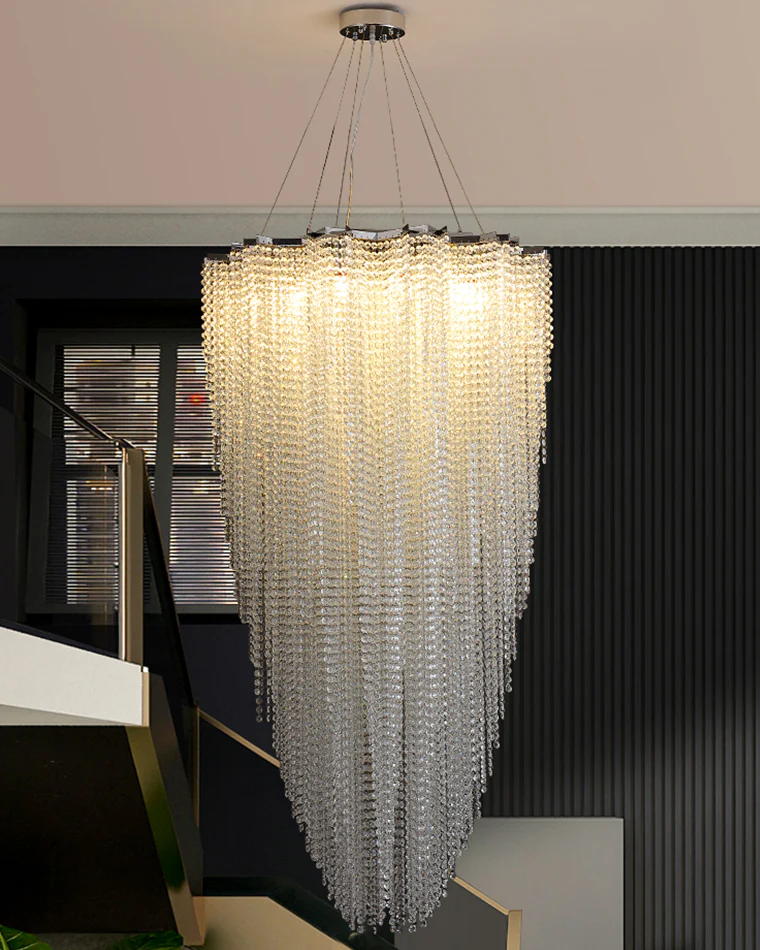 WOMO Cascading Crystal Foyer Chandelier-WM2750 - Image 8