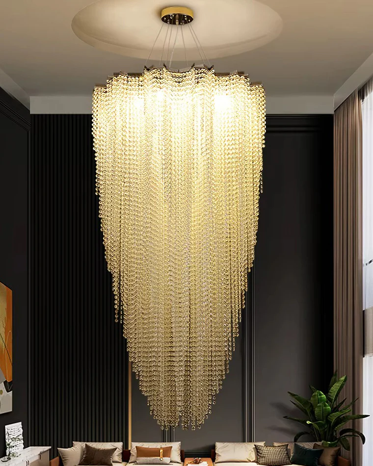 WOMO Cascading Crystal Foyer Chandelier-WM2750 - Image 9