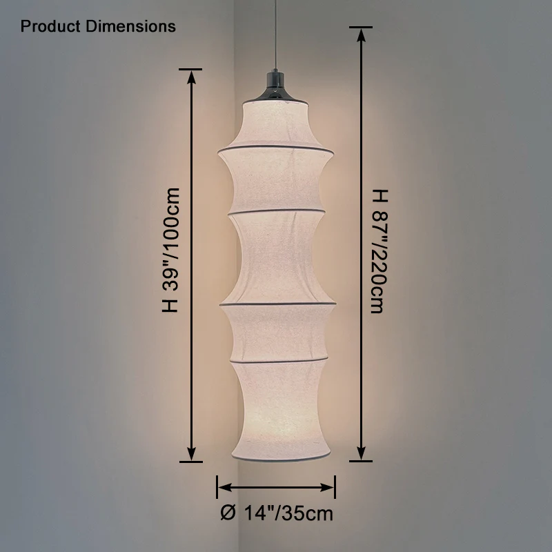 WOMO Long Lantern Silk Pendant Light-WM2600 - Image 26