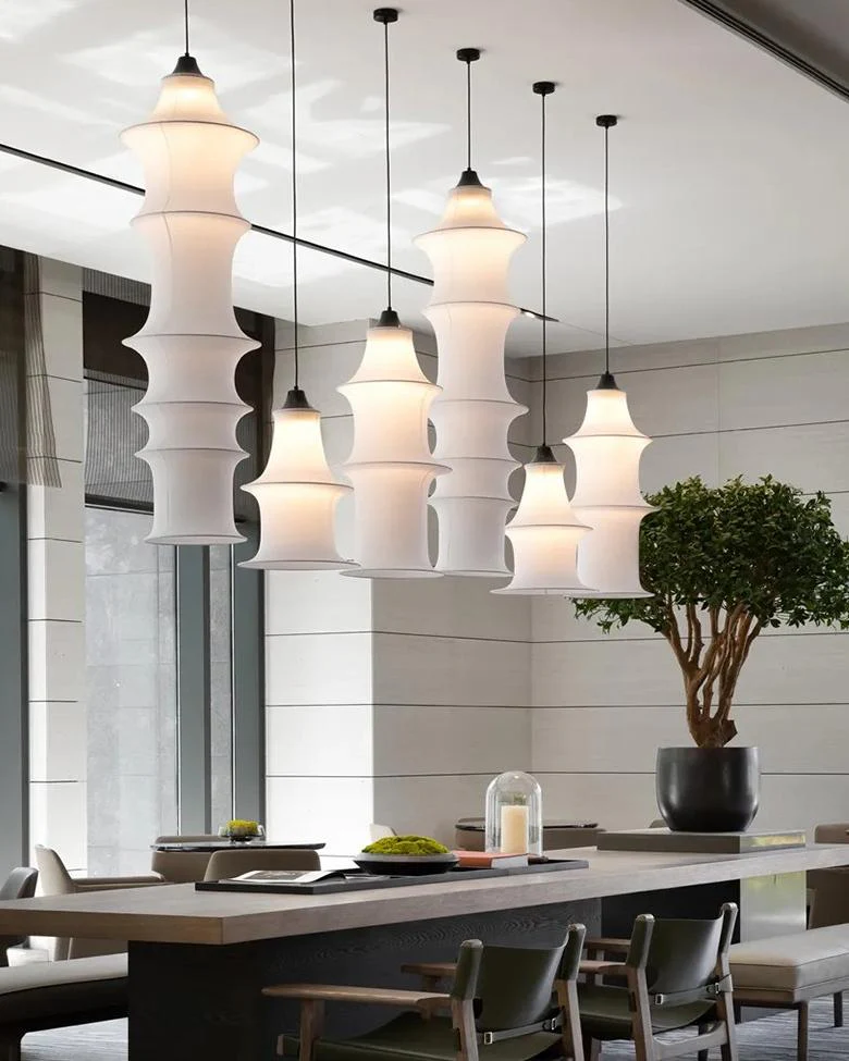 WOMO Long Lantern Silk Pendant Light-WM2600 - Image 4