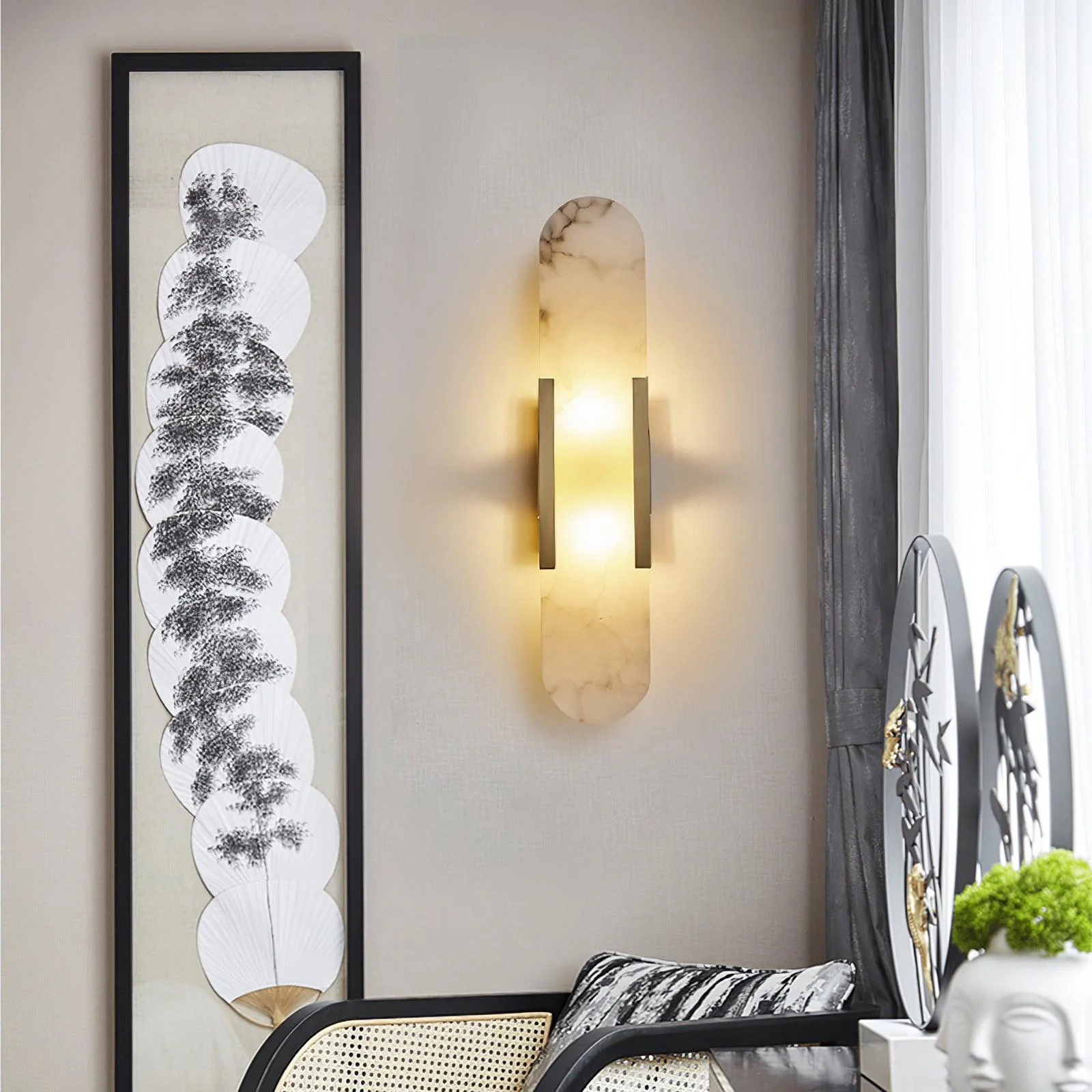 WOMO Oval Alabaster Wall Sconce-WM6107 - Image 11