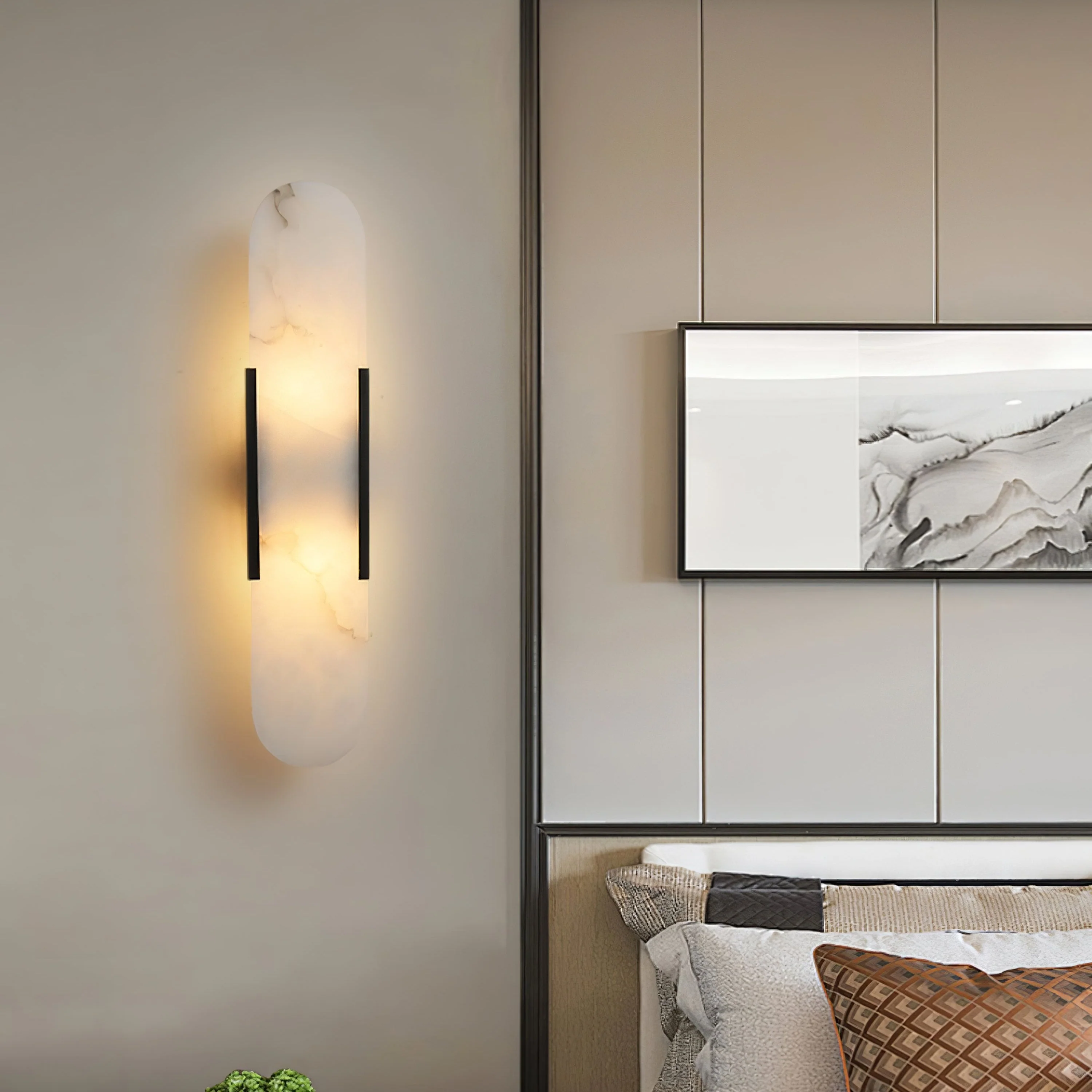 WOMO Oval Alabaster Wall Sconce-WM6107 - Image 7