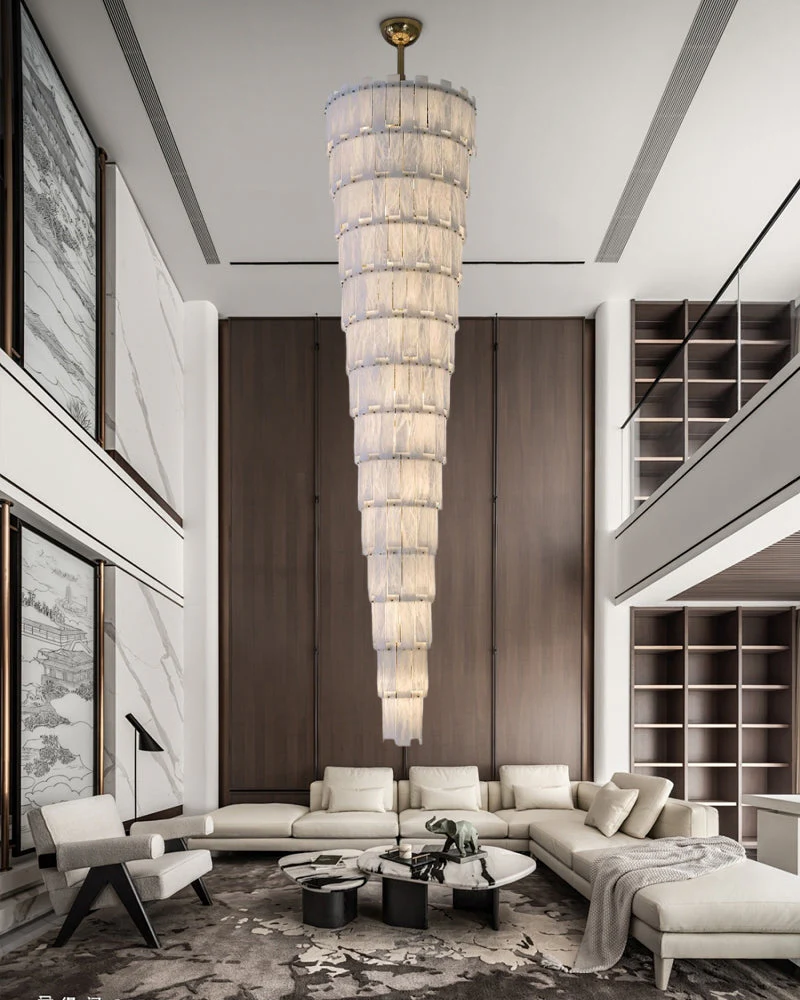WOMO Long Cascading Alabaster Staircase Chandelier-WM2927 - Image 2