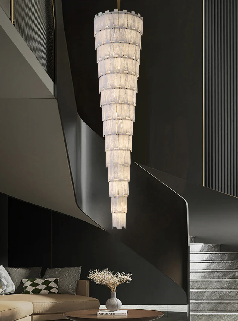 WOMO Long Cascading Alabaster Staircase Chandelier-WM2927 - Image 3