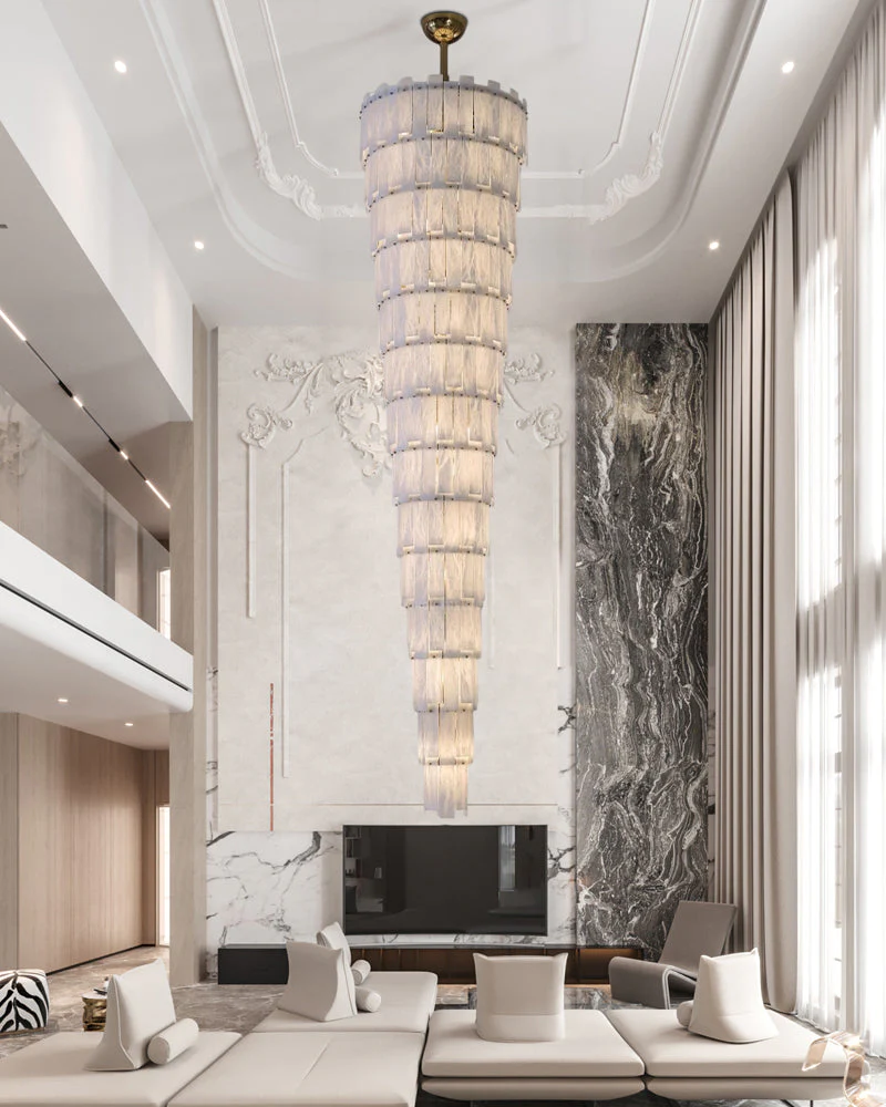 WOMO Long Cascading Alabaster Staircase Chandelier-WM2927 - Image 4