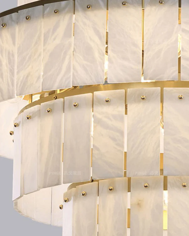 WOMO Long Cascading Alabaster Staircase Chandelier-WM2927 - Image 5
