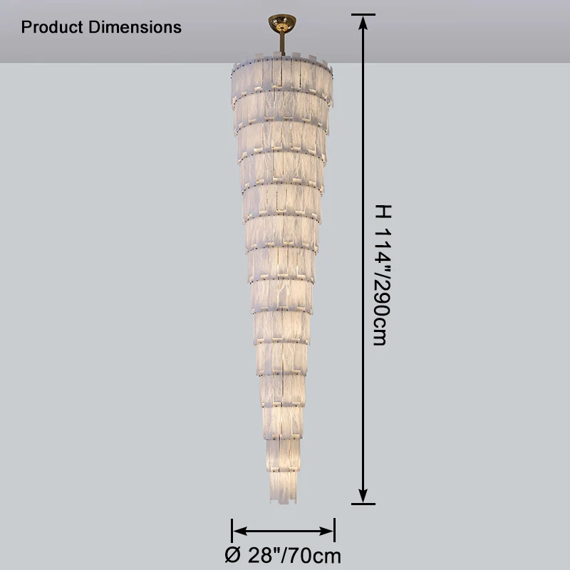 WOMO Long Cascading Alabaster Staircase Chandelier-WM2927 - Image 8