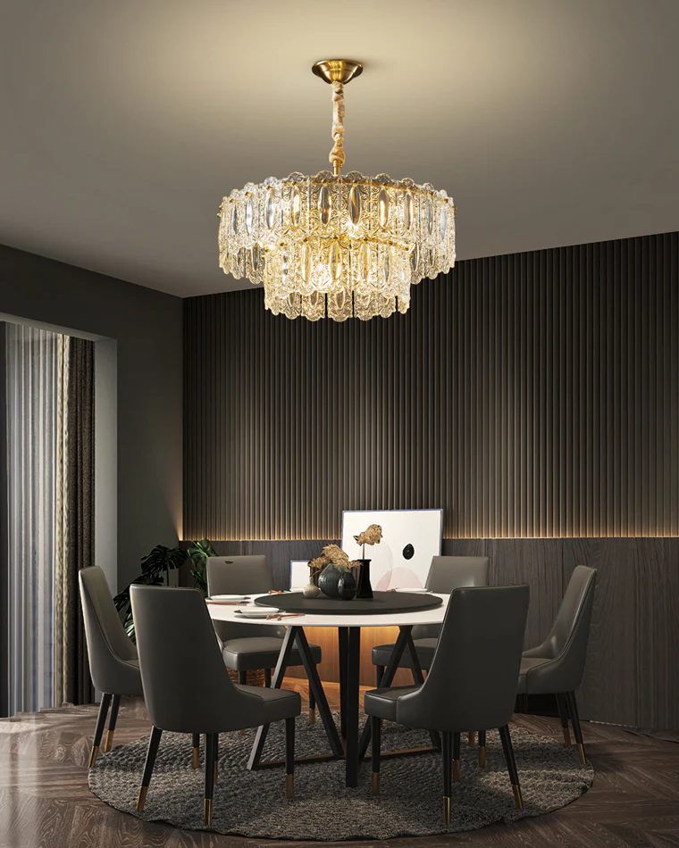 WOMO Textured Glass Tiered Chandelier-WM2177 - Image 2