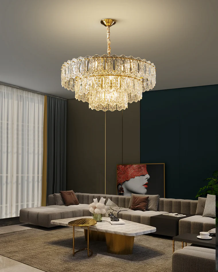 WOMO Textured Glass Tiered Chandelier-WM2177 - Image 3