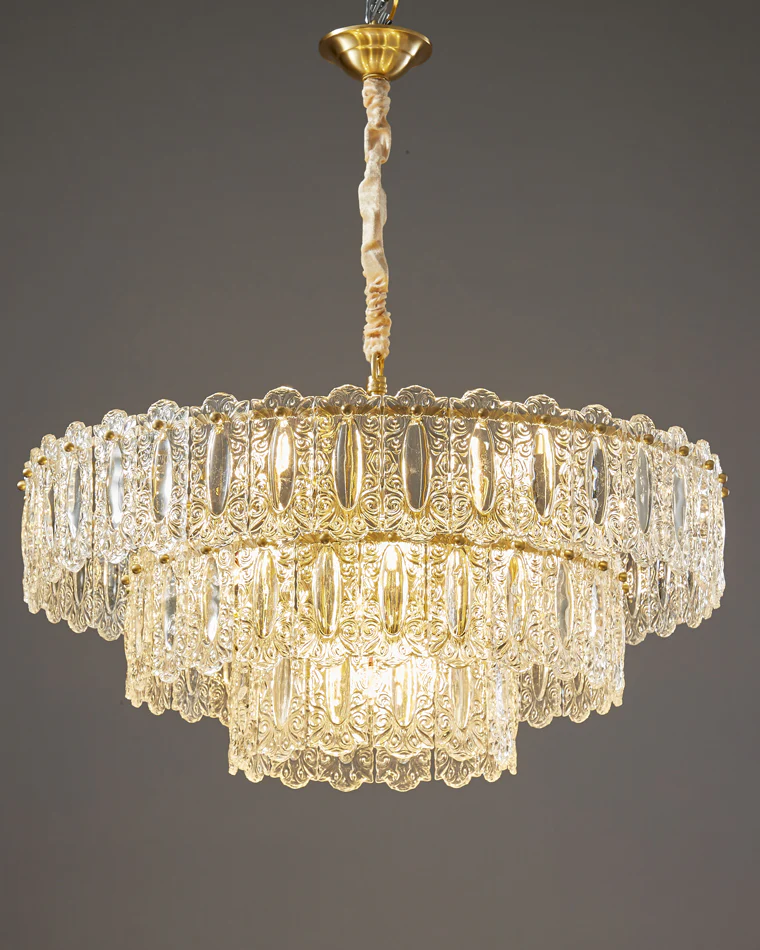 WOMO Textured Glass Tiered Chandelier-WM2177 - Image 5