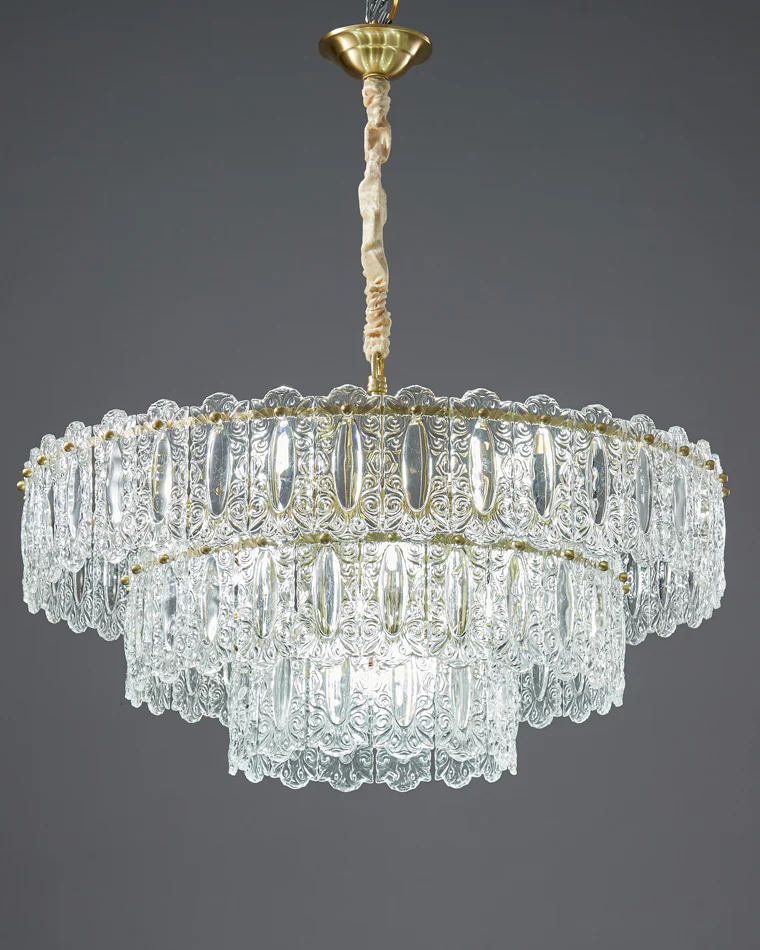 WOMO Textured Glass Tiered Chandelier-WM2177 - Image 6