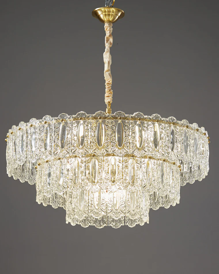 WOMO Textured Glass Tiered Chandelier-WM2177 - Image 7