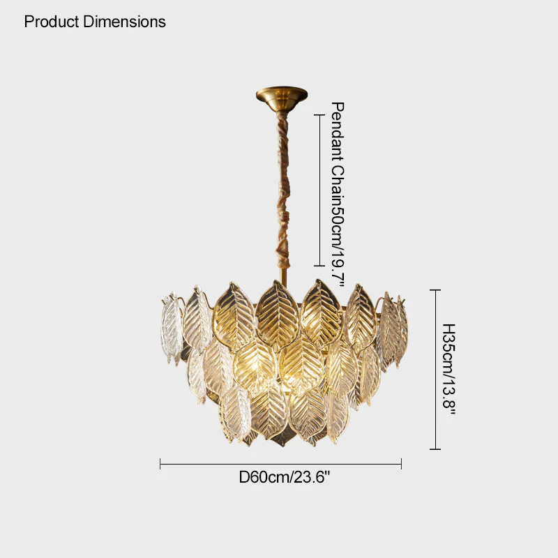 WOMO Tiered Glass Leaf Chandelier-WM2209 - Image 39