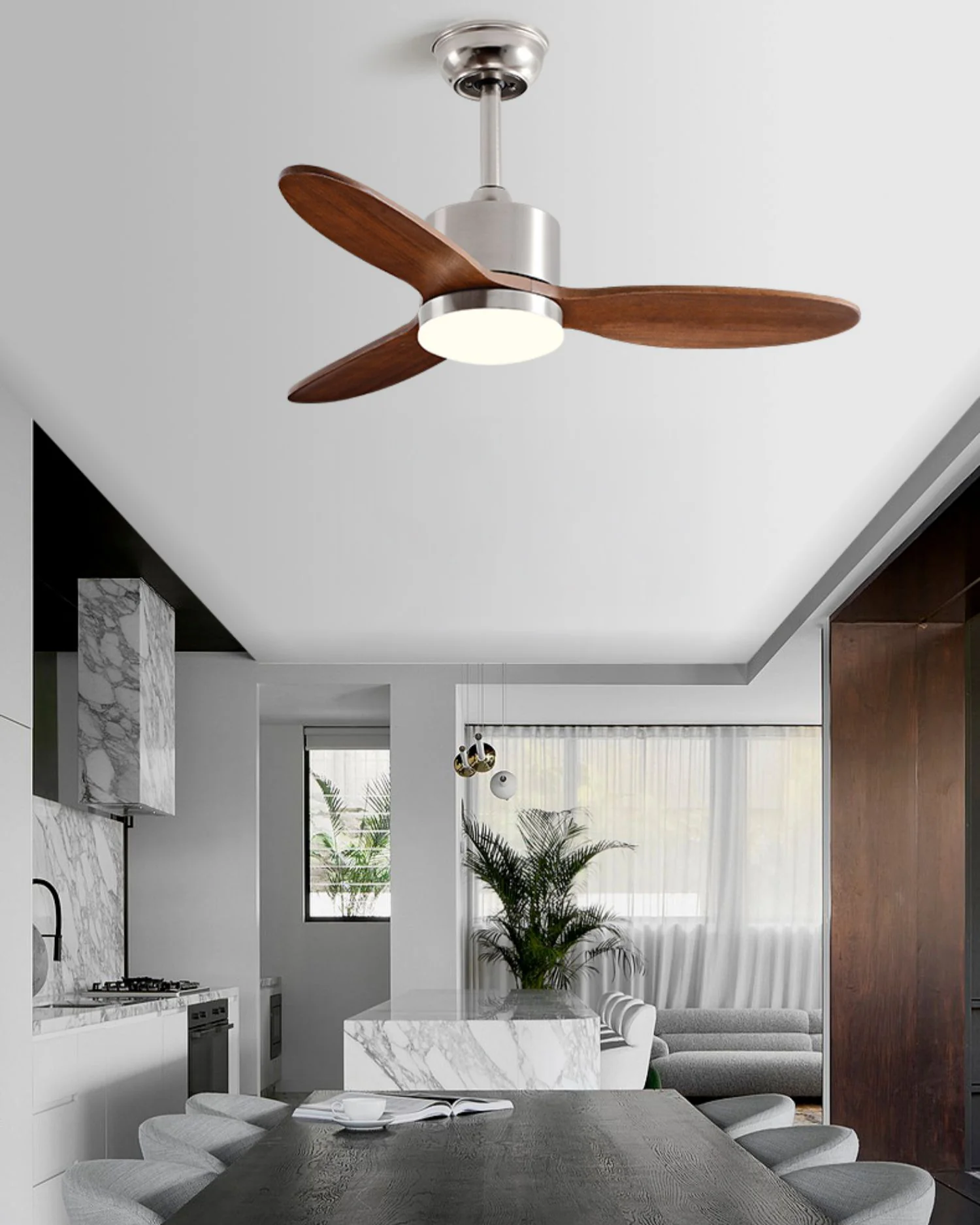 WOMO Mid Century Modern Ceiling Fan Lamp-WM5204 - Image 3