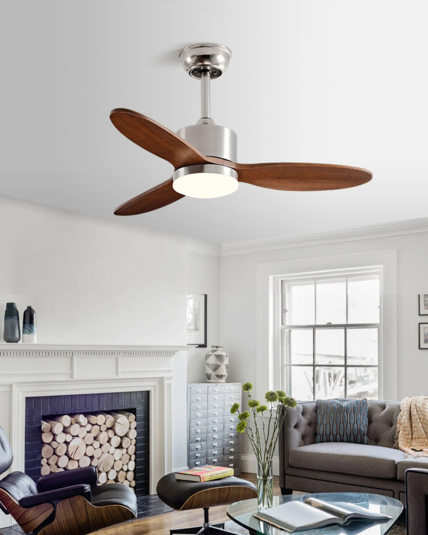 WOMO Mid Century Modern Ceiling Fan Lamp-WM5204 - Image 4