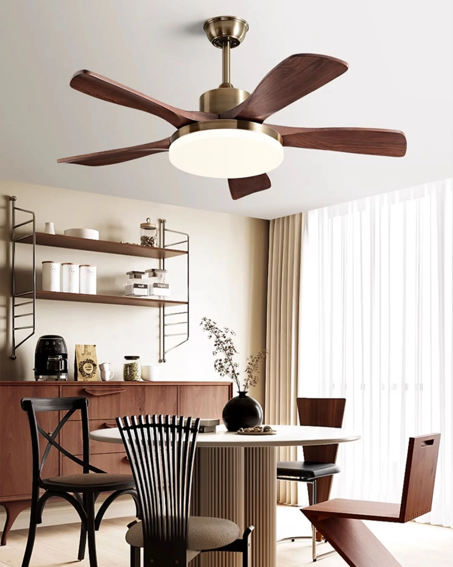 WOMO Mid Century Modern Ceiling Fan Lamp - WM5228a - Image 5