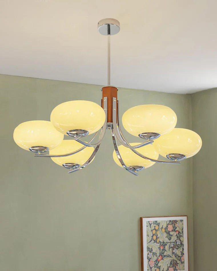WOMO Swoop Arm Milk Glass Chandelier-WM2302 - Image 12