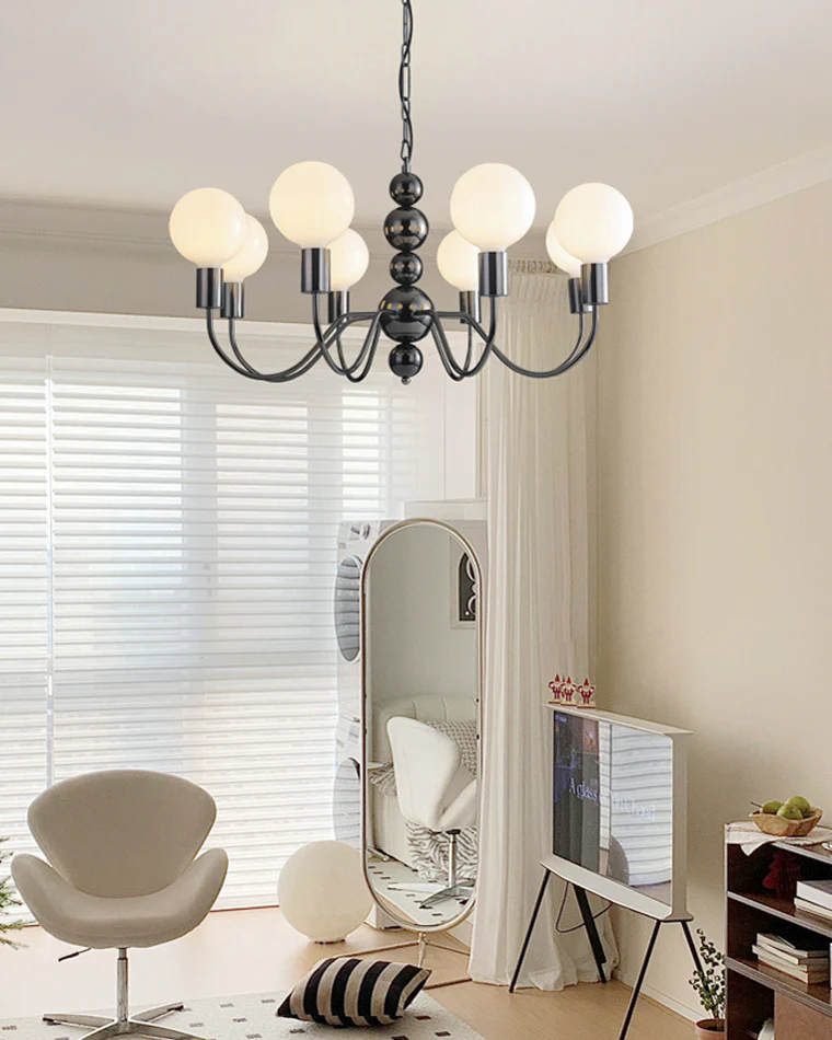 WOMO Glass Globe Black Arm Chandelier-WM2173 - Image 15