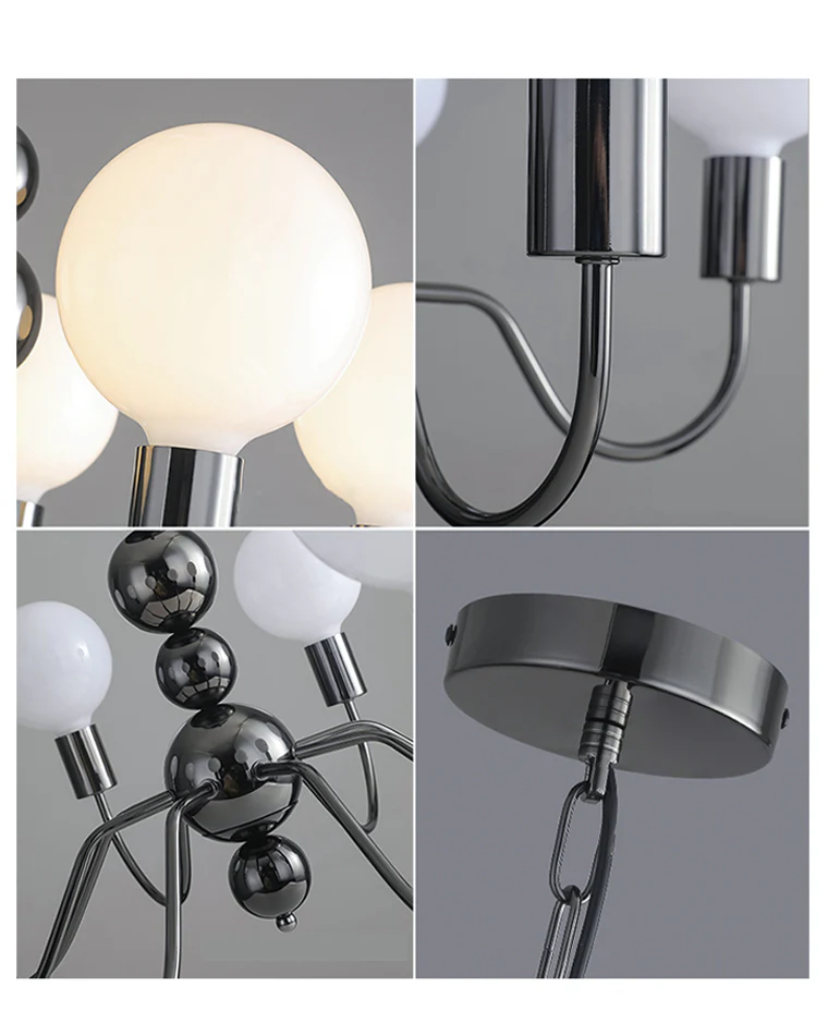 WOMO Glass Globe Black Arm Chandelier-WM2173 - Image 20