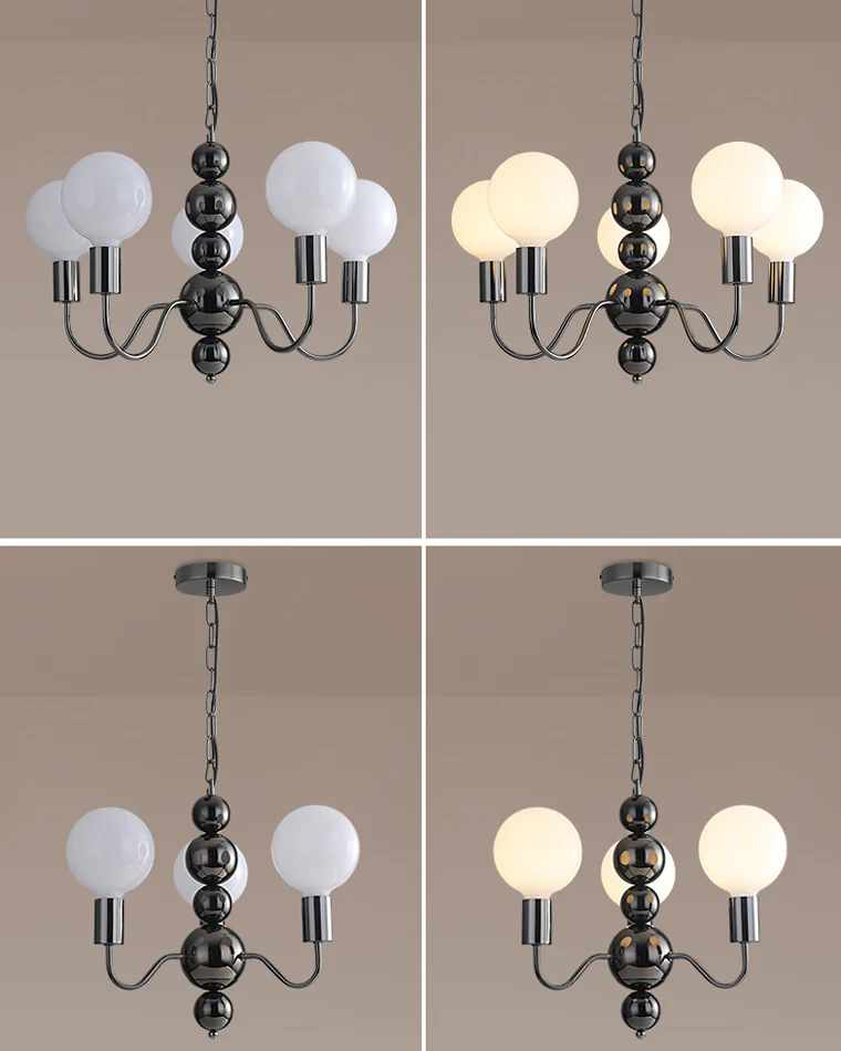 WOMO Glass Globe Black Arm Chandelier-WM2173 - Image 43