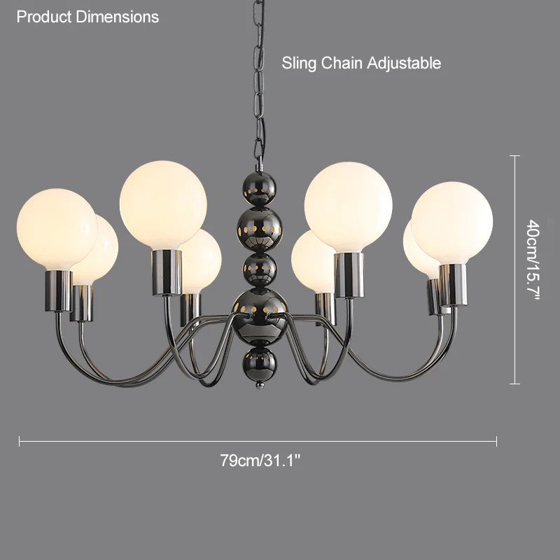 WOMO Glass Globe Black Arm Chandelier-WM2173 - Image 55