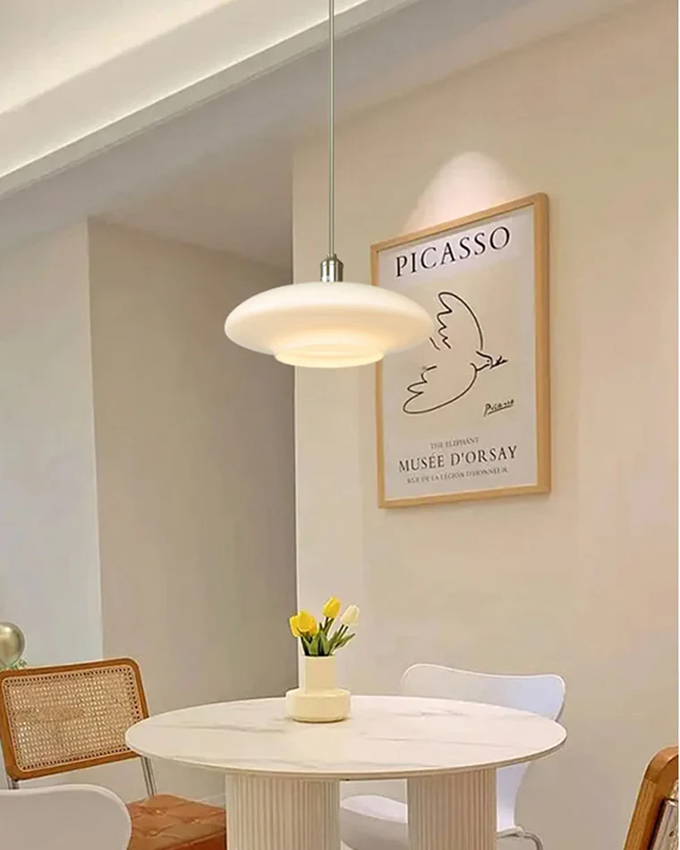 WOMO Milk Glass Flying Saucer Pendant Light-WM2748 - Image 11