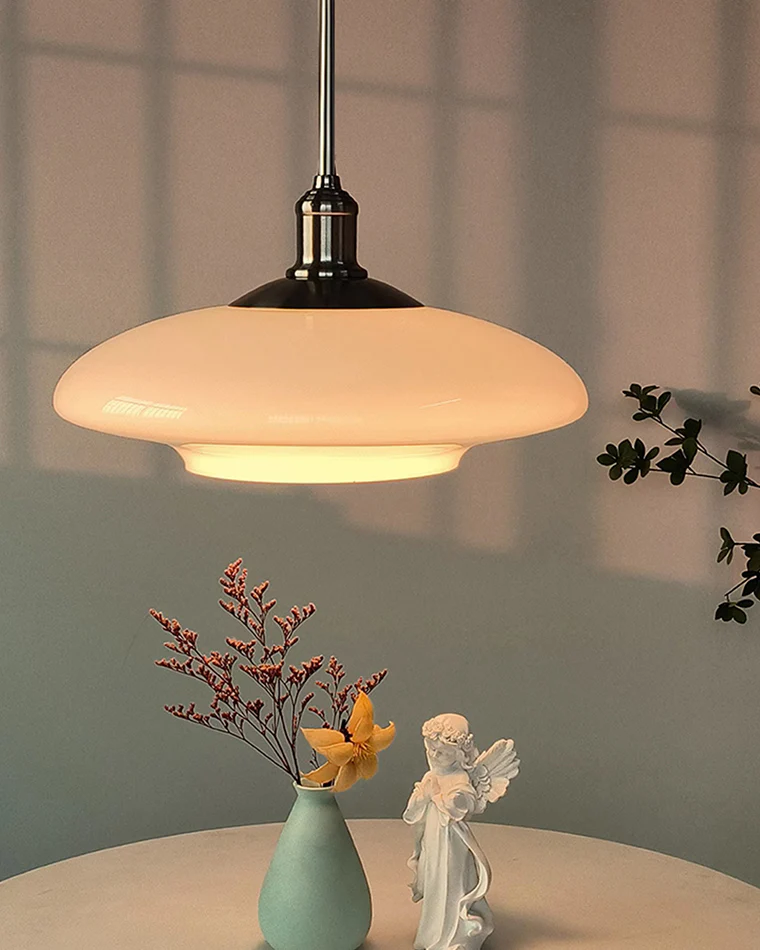 WOMO Milk Glass Flying Saucer Pendant Light-WM2748 - Image 2