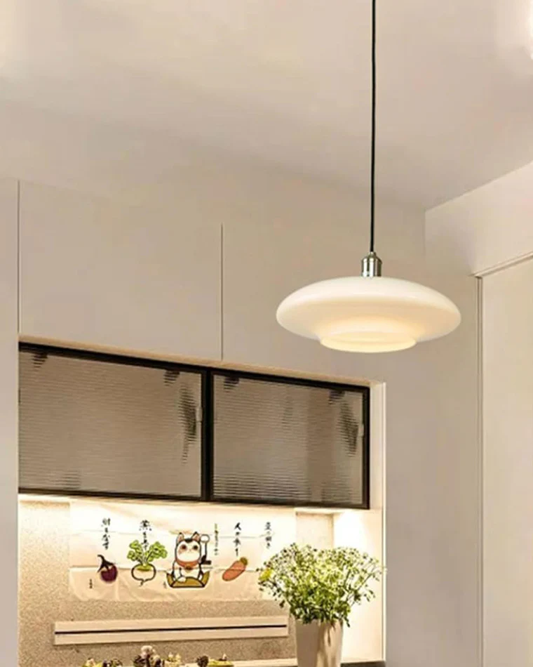 WOMO Milk Glass Flying Saucer Pendant Light-WM2748 - Image 4