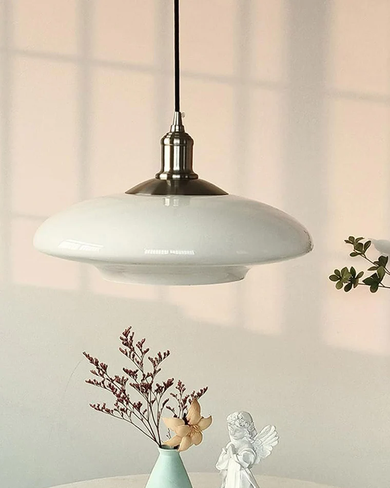 WOMO Milk Glass Flying Saucer Pendant Light-WM2748 - Image 9
