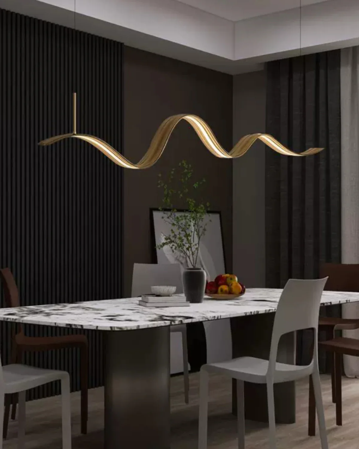 WOMO Minimalist Wavy Linear Pendant Light-WM2990 - Image 4