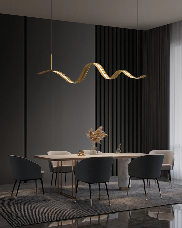 WOMO Minimalist Wavy Linear Pendant Light-WM2990 - Image 5