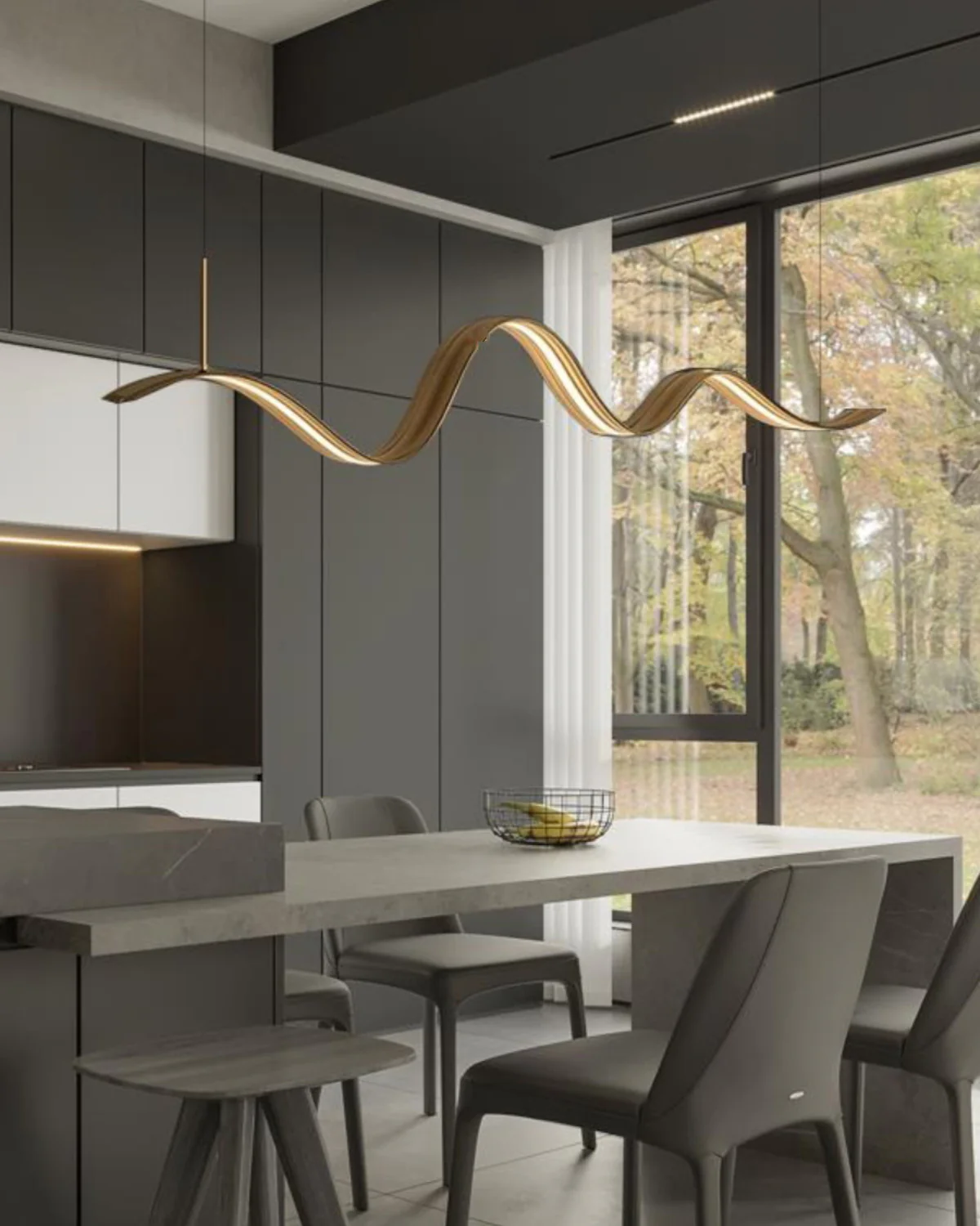WOMO Minimalist Wavy Linear Pendant Light-WM2990 - Image 7