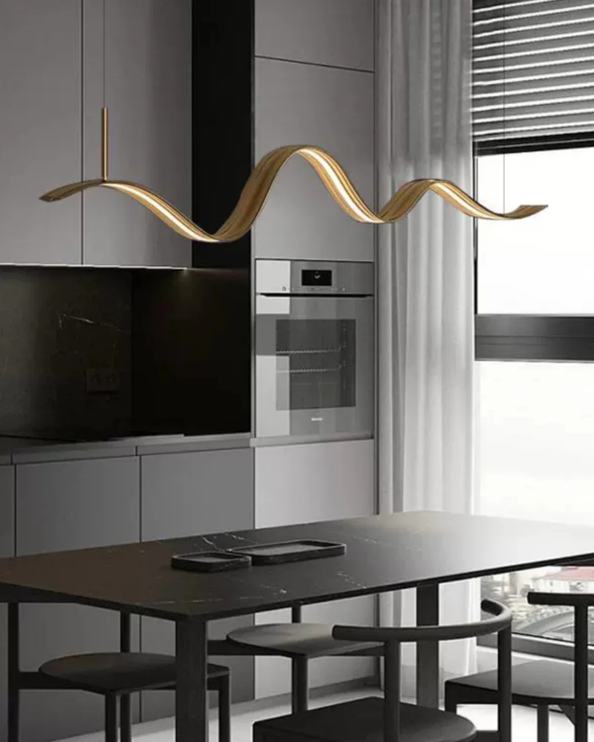 WOMO Minimalist Wavy Linear Pendant Light-WM2990 - Image 8