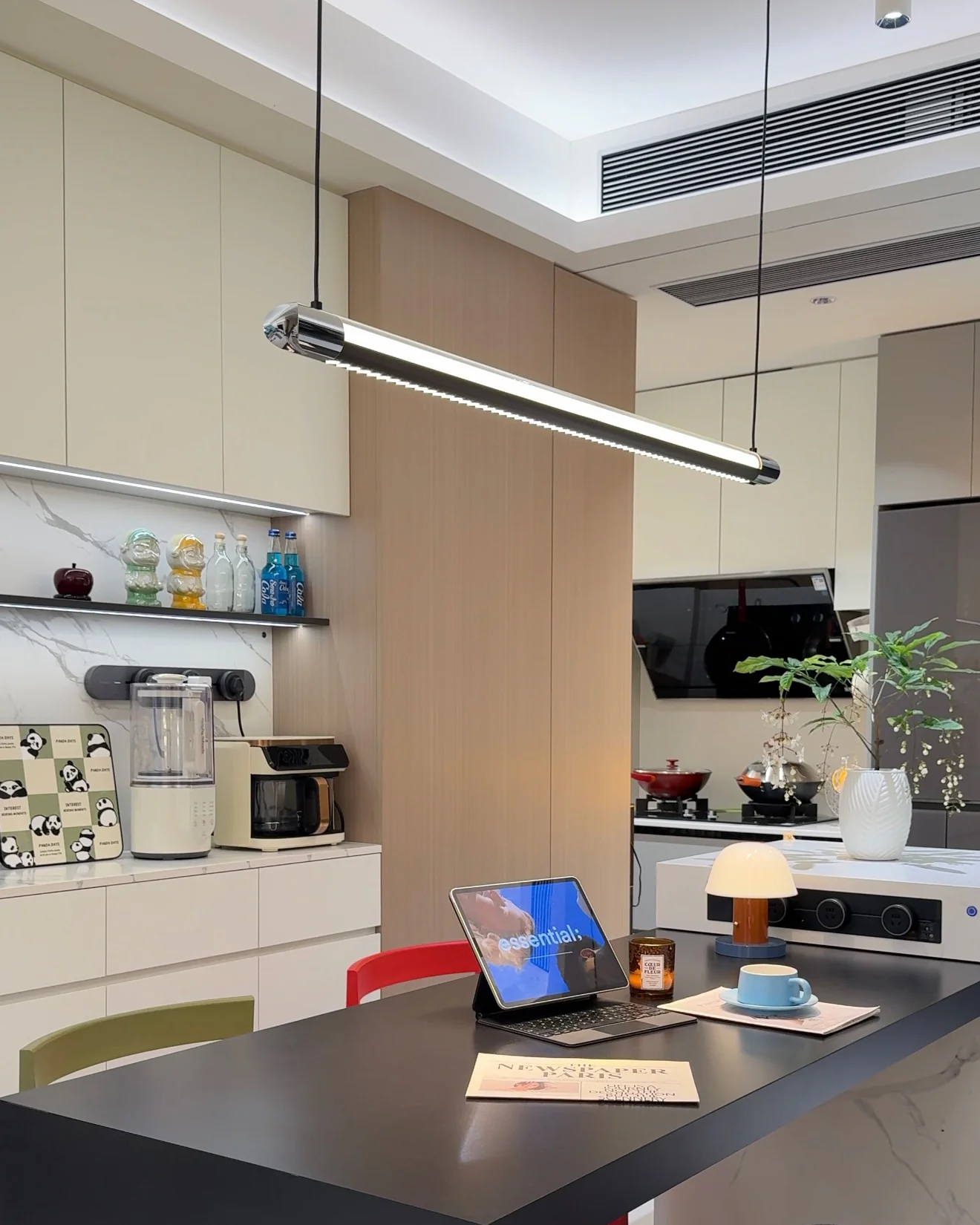 WOMO Modern Black Linear Pendant Light - WM3225 - Image 4