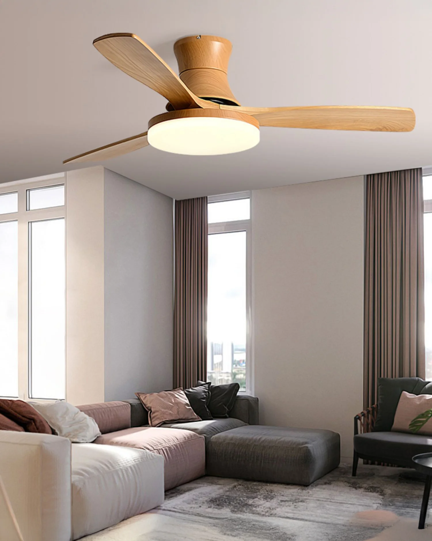 WOMO Modern Low Profile Ceiling Fan Lamp - WM5198 - Image 9