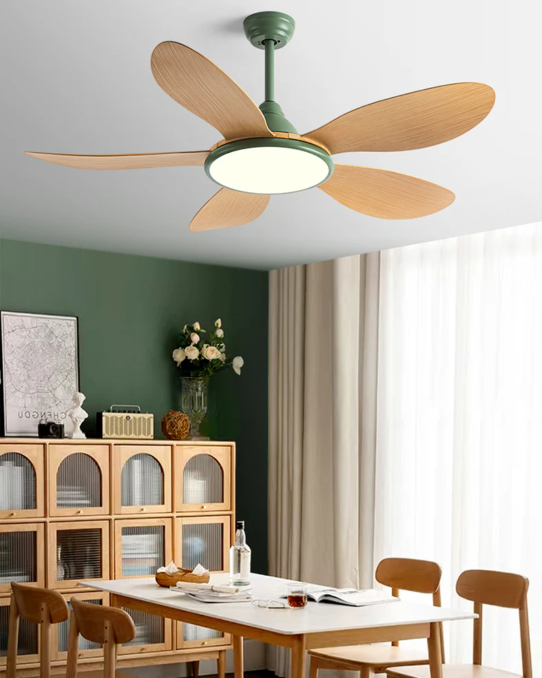 WOMO Modern Oak-look Ceiling Fan Lamp - WM5185 - Image 10