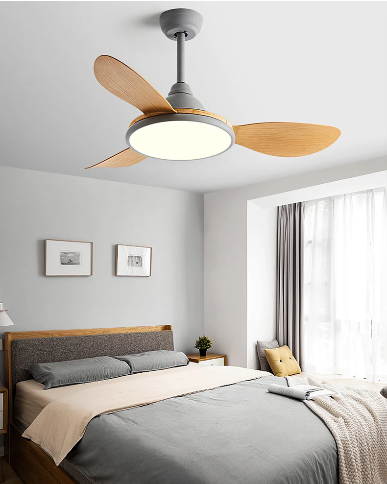 WOMO Modern Oak-look Ceiling Fan Lamp - WM5185 - Image 11