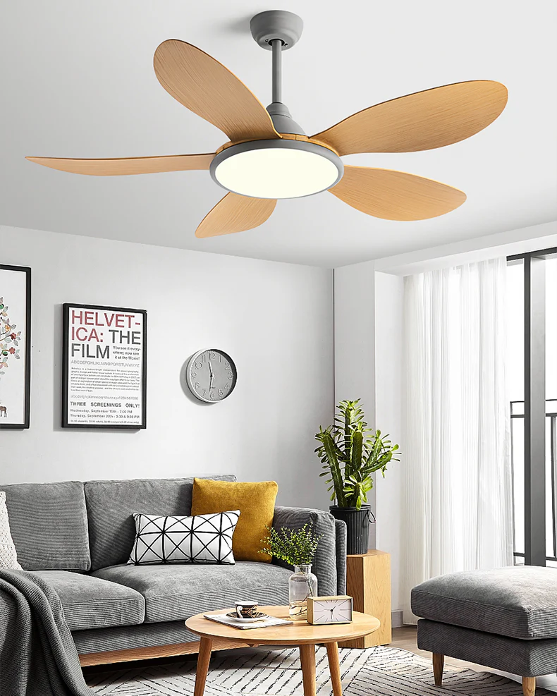 WOMO Modern Oak-look Ceiling Fan Lamp - WM5185 - Image 12