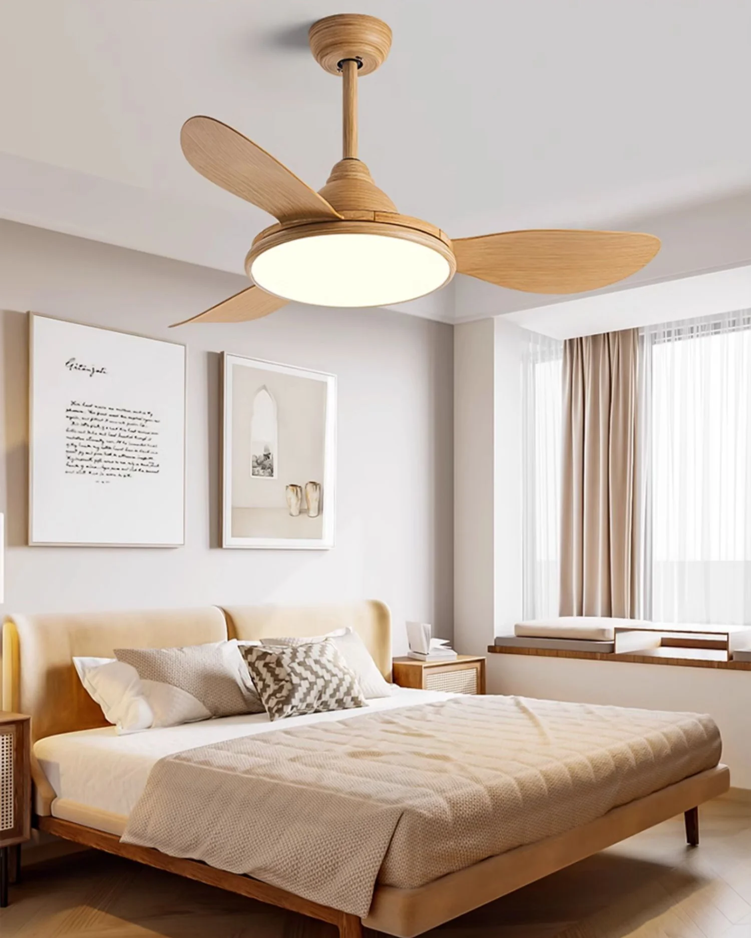WOMO Modern Oak-look Ceiling Fan Lamp - WM5185 - Image 13