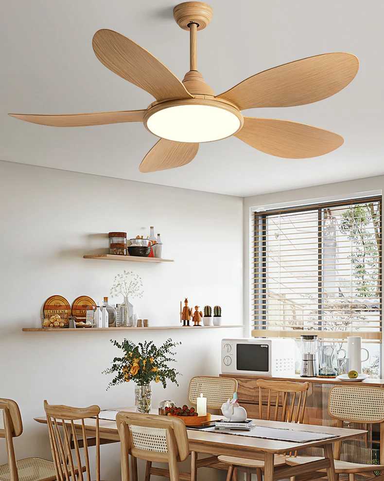 WOMO Modern Oak-look Ceiling Fan Lamp - WM5185 - Image 14