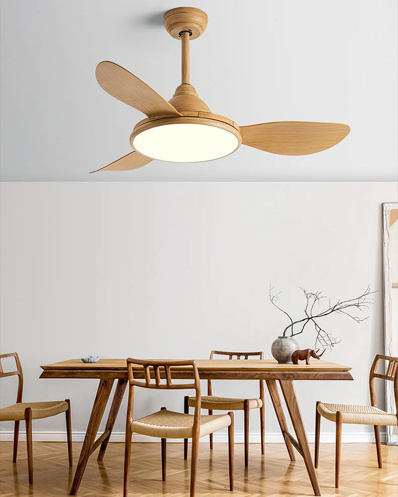 WOMO Modern Oak-look Ceiling Fan Lamp - WM5185 - Image 2