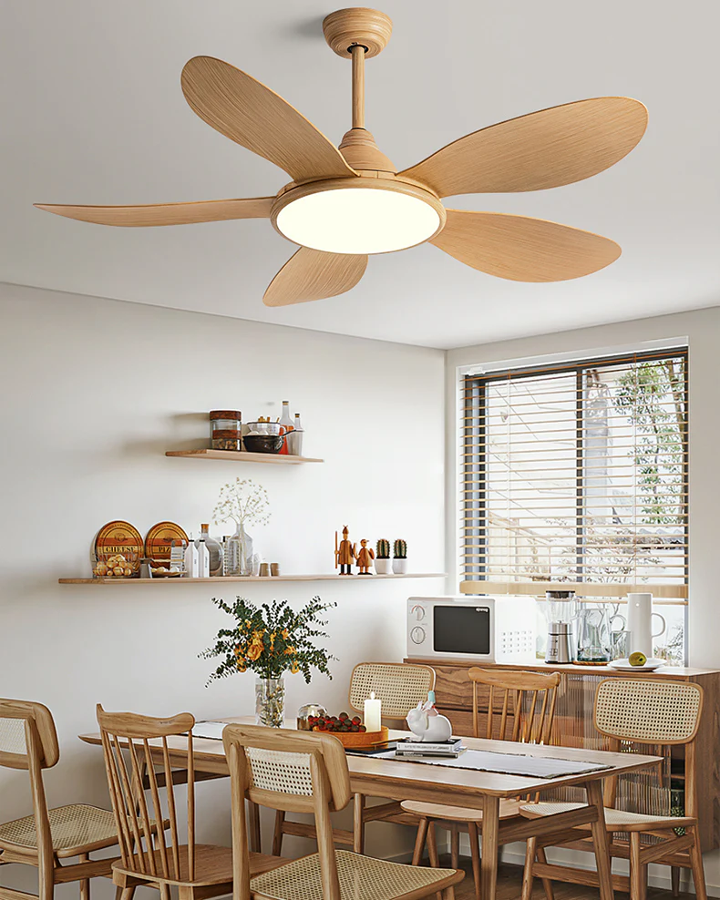 WOMO Modern Oak-look Ceiling Fan Lamp - WM5185 - Image 3