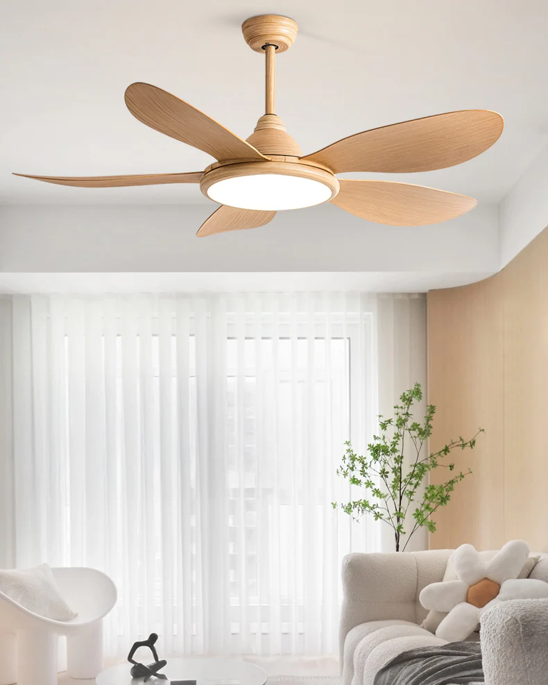 WOMO Modern Oak-look Ceiling Fan Lamp - WM5185 - Image 4