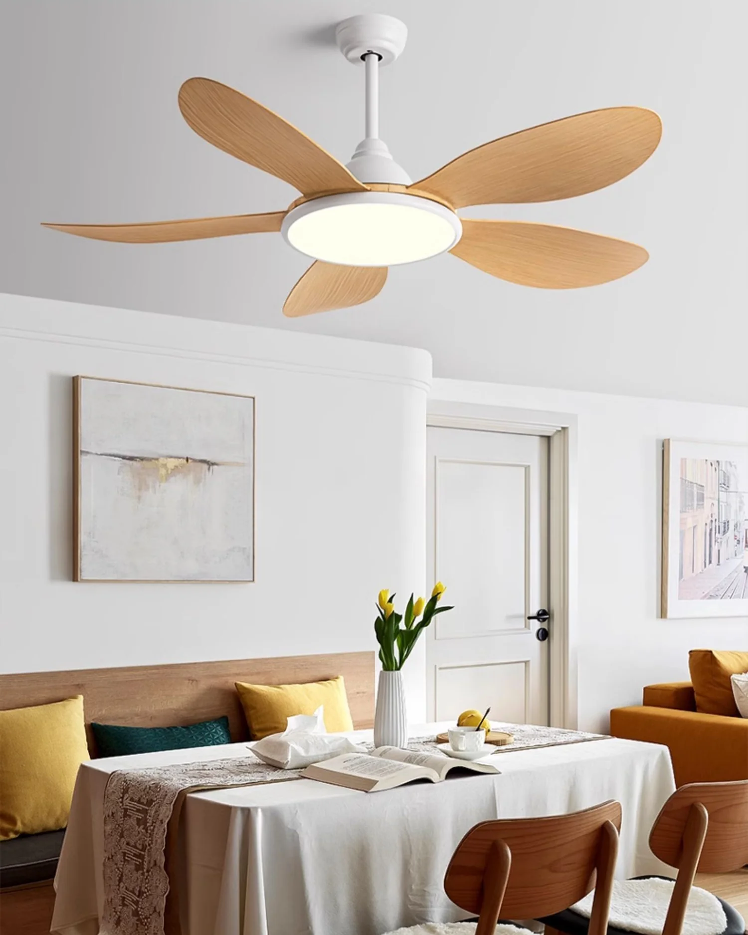 WOMO Modern Oak-look Ceiling Fan Lamp - WM5185 - Image 7