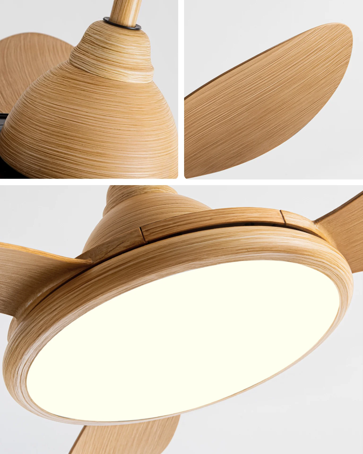 WOMO Modern Oak-look Ceiling Fan Lamp - WM5185 - Image 8