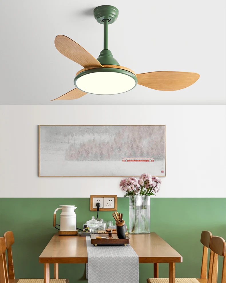 WOMO Modern Oak-look Ceiling Fan Lamp - WM5185 - Image 9