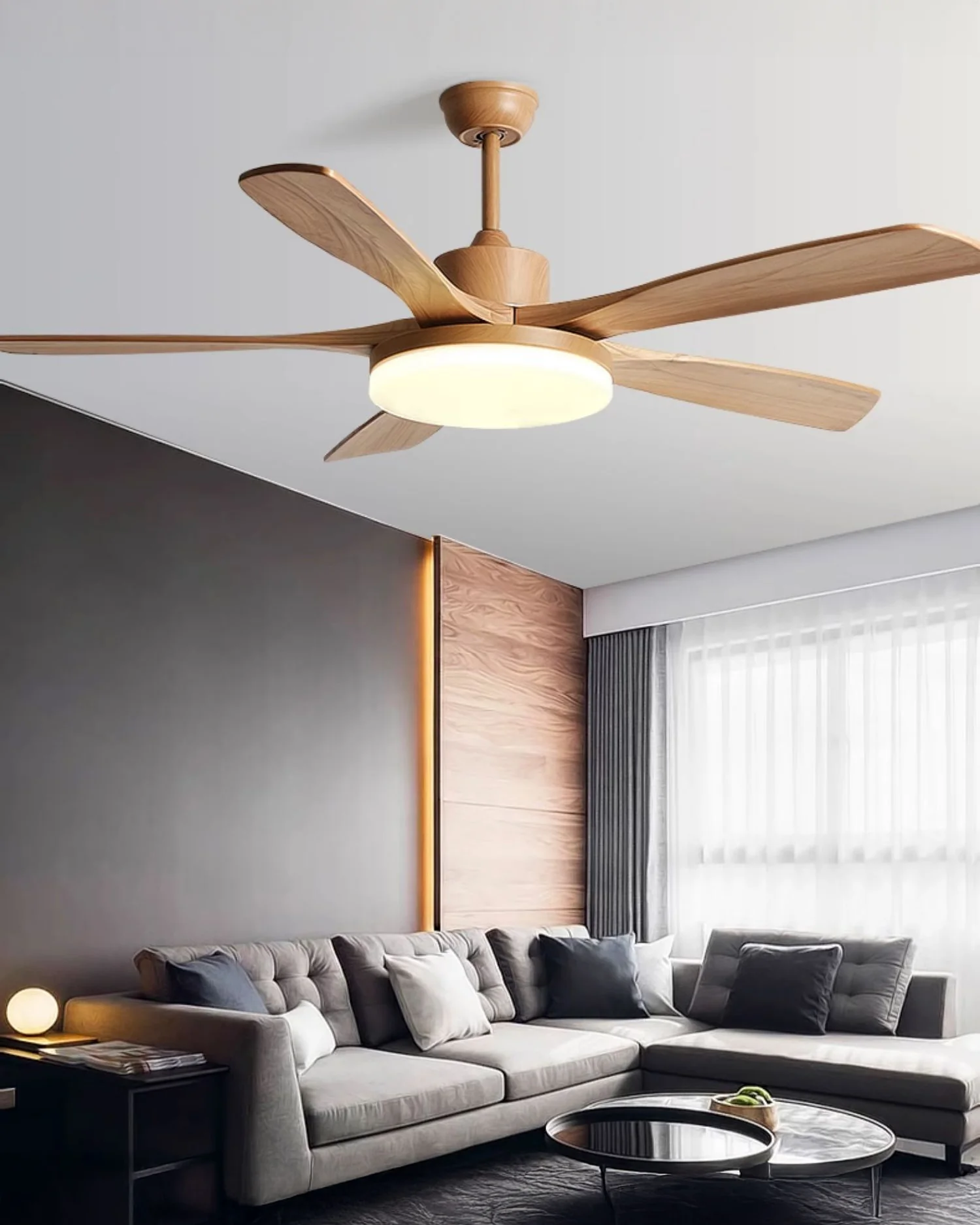WOMO Modern Wood Ceiling Fan Lamp - WM5209 - Image 2
