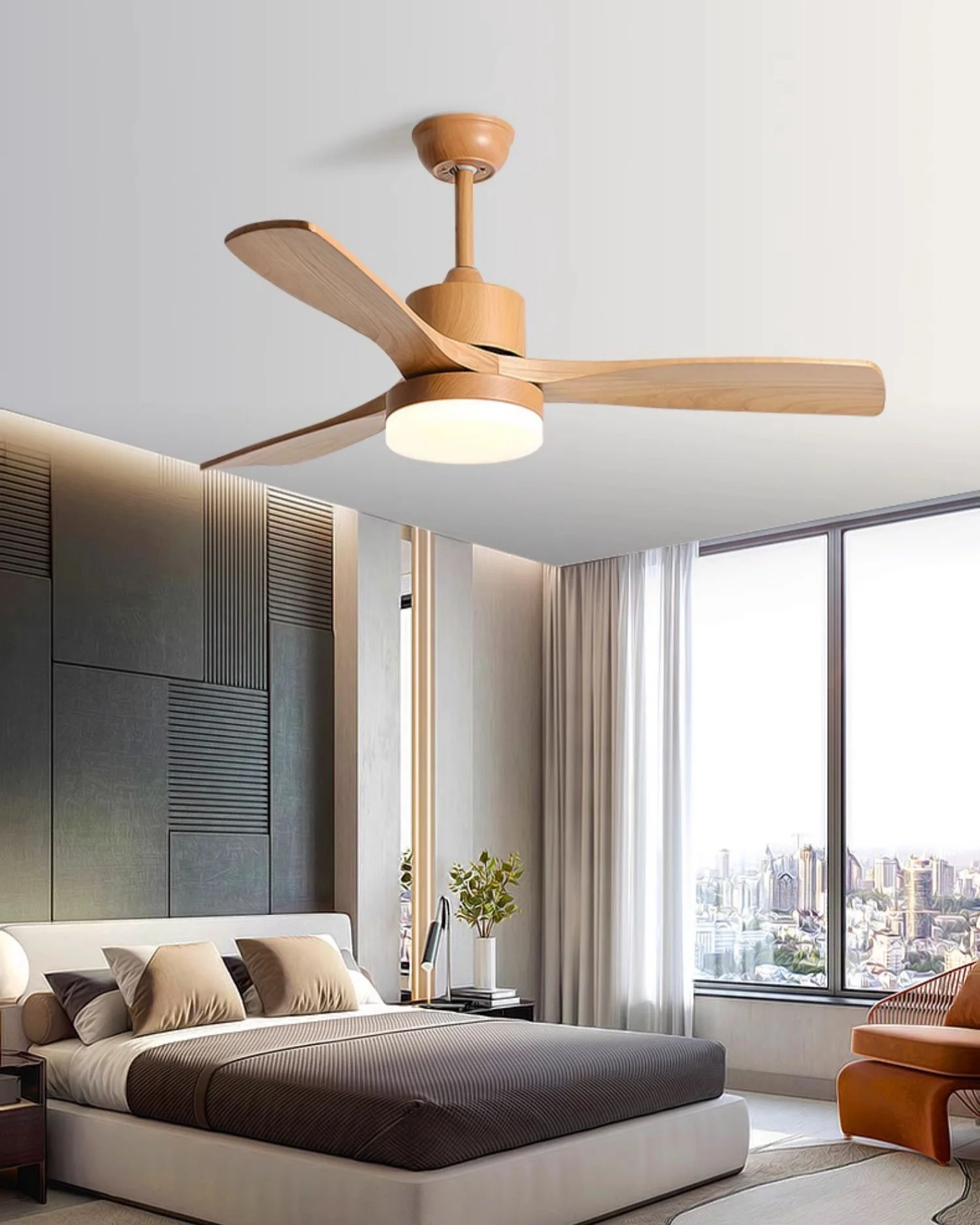 WOMO Modern Wood Ceiling Fan Lamp - WM5209 - Image 3